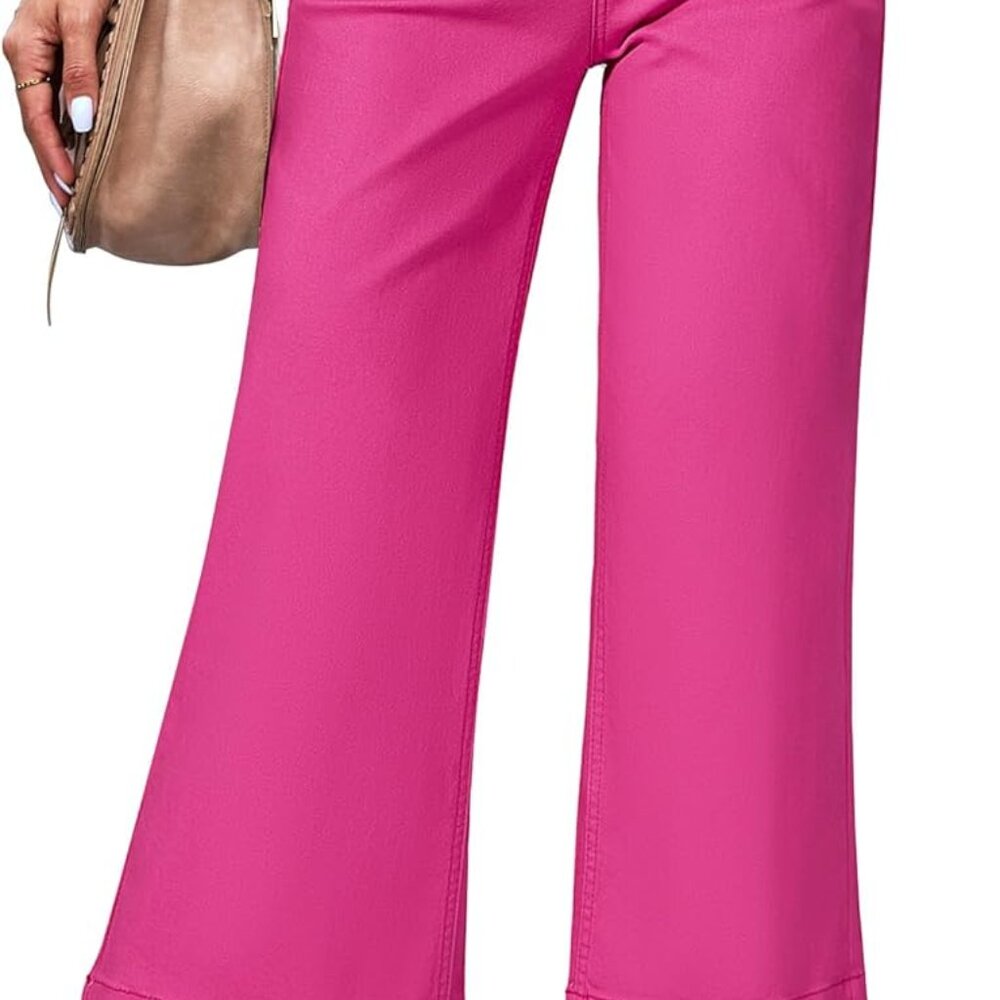 Wide Leg Jeans For Women Trendy High Waisted Flare Jeans Cropped Denim Pants Str